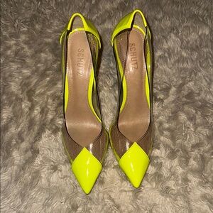 SCHUTZ Yellow Heels with Clear Design and High Slender Heel